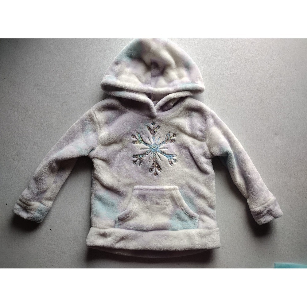 Disney Jumping Beans Toddler Girls 2T Frozen Snowflake Faux Fur Hoodie Tie-Dye